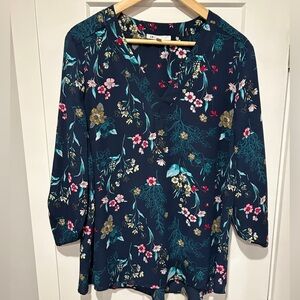 DR2 Dark Blue Floral Women's Blouse